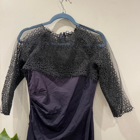 Lela Rose Women's Purple Viscose Sheer Embroidered Midi Dress Size 8 - Picture 2 of 9